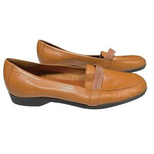 Vintage Leather Orange Flats Easy Spirit Slip On Shoes Loafers Size 6 Casual